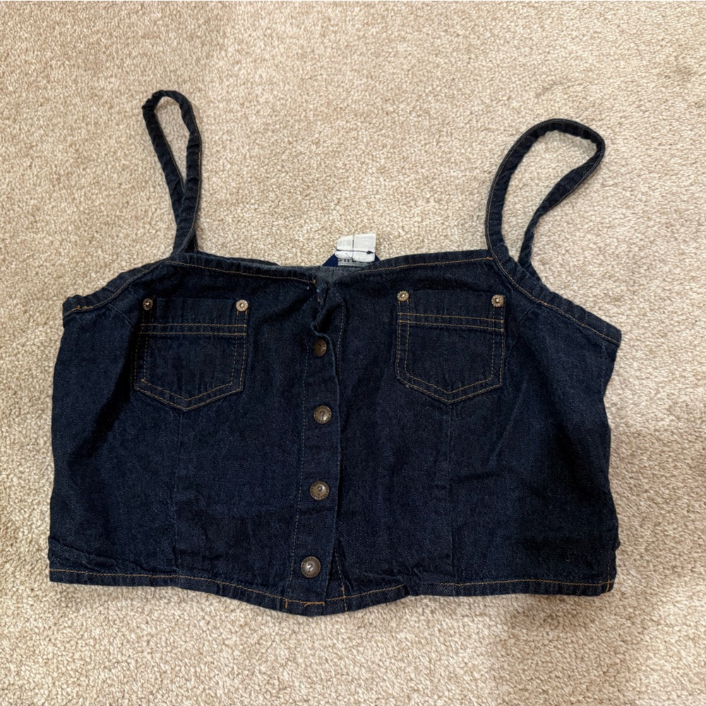Vintage Guess Denim Button-Up Crop Top